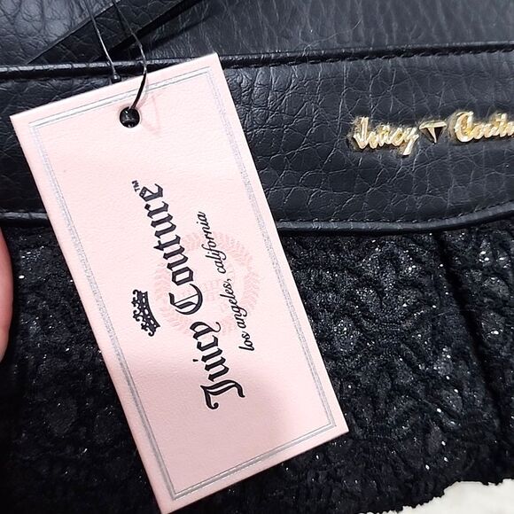 JUICY COUTURE Wristlet black Clutch Pebbled Leather nostalgic luxury Y2K Punk - Picture 7 of 10